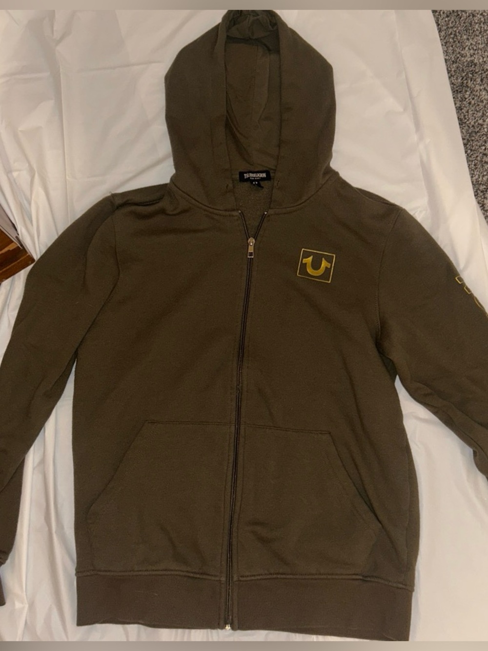 S-True Religion Olive Green Hoodie: